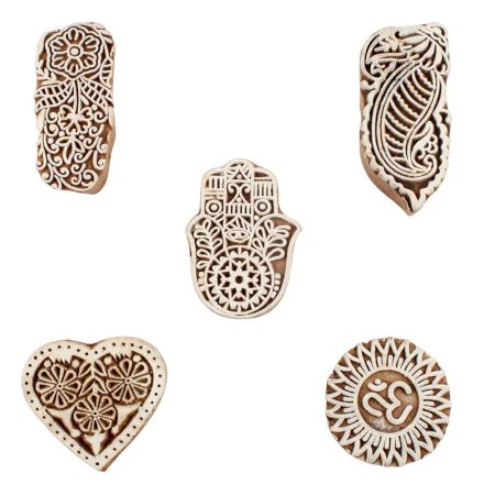 Set of 5 Piece New Wooden Printing Block